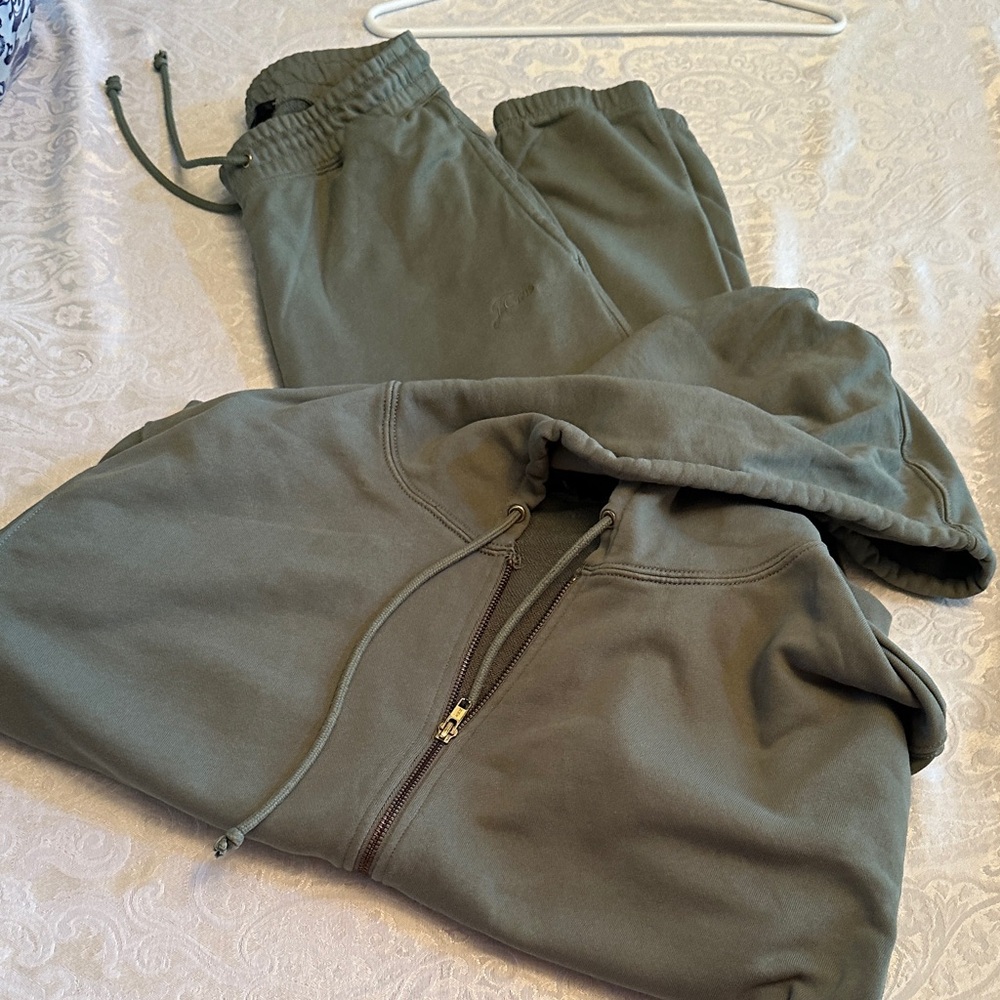 J. Crew Olive Green Track Pants & Hoodie Set